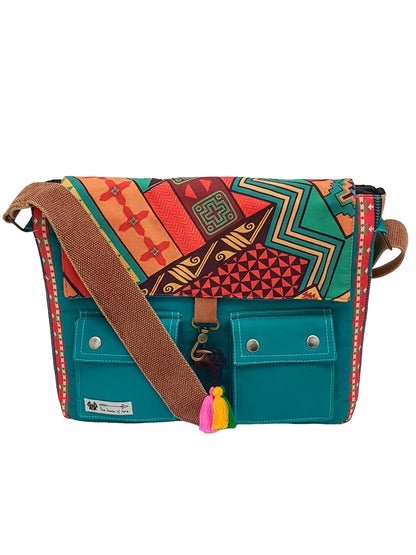 Messenger Bags for Women | Teal Laptop Messenger Bag made with Canvas | Fits up to 15.6 Inches Laptop/MacBook | Ladies Crossbody Sling Bag Comes with 2 External Pockets