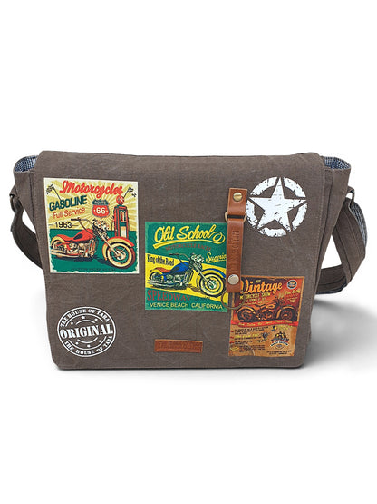 Distressed Cotton Canvas Messenger Bag for Men and Women | Printed Crossbody Sling Bag With Laptop Compartment (Upto 15.6 Inch), Broad Adjustable Straps