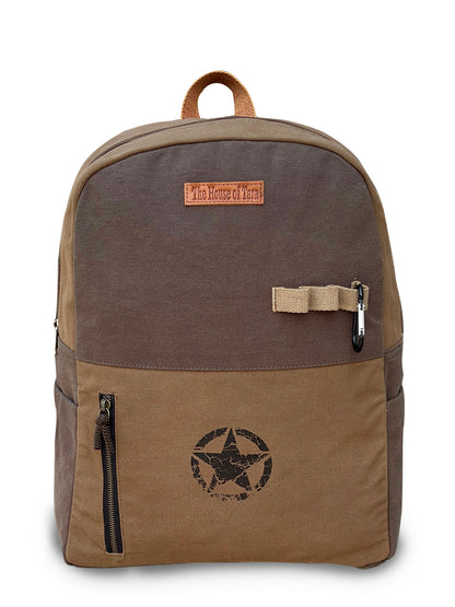 Canvas Laptop Backpack for Men & Women 18 Liters | Casual Bag with Heavy Canvas Lining/Trolley Strap & Laptop Compartment | Suitable for College & Travel (Khaki Brown)