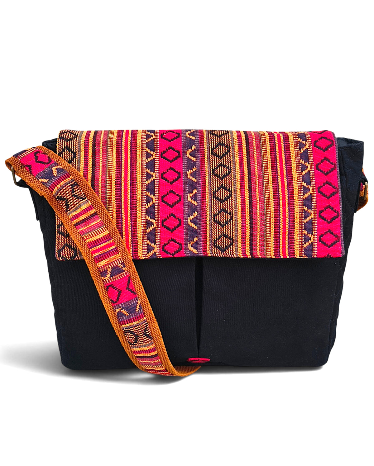 Handloom Fabric Messenger Bags for Women | Cotton Canvas Laptop Sling Bag Upto 15.6 Inches | Stylish Crossbody Sling Bag Comes with Flap Closure &  Inner Lining