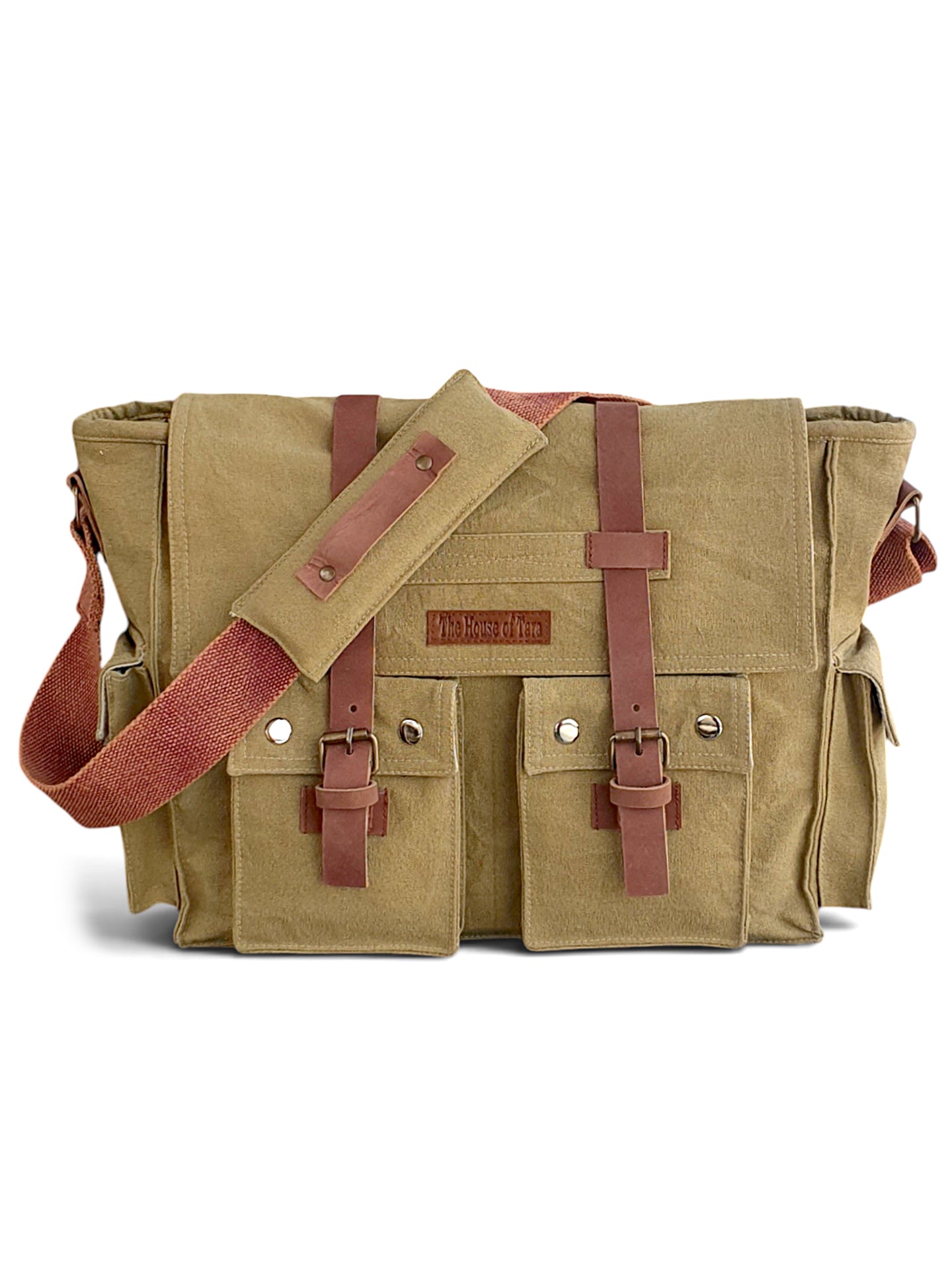 Canvas Messenger bags Large | Cotton Sling One Side Shoulder Bags for Men & Women with Adjustable Crossbody strap, Padded Partition & 4 External Pockets