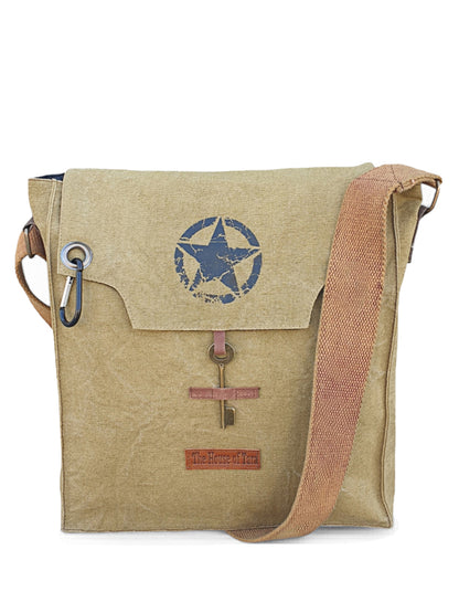 Sturdy Cotton Canvas Messenger Bags for Men and Women | With two Magnetic Snap Buttons Flap Closure, Adjustable Body Strap & Multiutility Lobster Hook