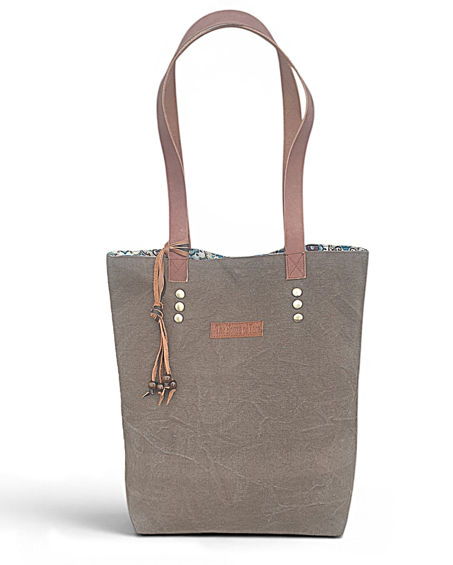 Distressed Finish Heavy Canvas Tote Handbag | Tassel Embellished | Magnetic Closure & Internal Zip Pocket Shoulder Bag | For College, Office and Daily Use | For Women