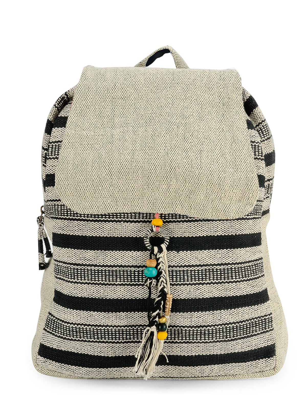 Handloom Fabric Backpack for Women 10 Litres | Multicolour Casual Cloth Bag with  Inner lining | Stylish Bag suitable for College, Travel & Beach