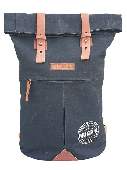 Canvas Backpack for Men and Women 21 Litres |  Cotton Bag with Top Roll Down Design & Leather strap Closure | Casual Backpacks Suitable for College, Travel & Hiking