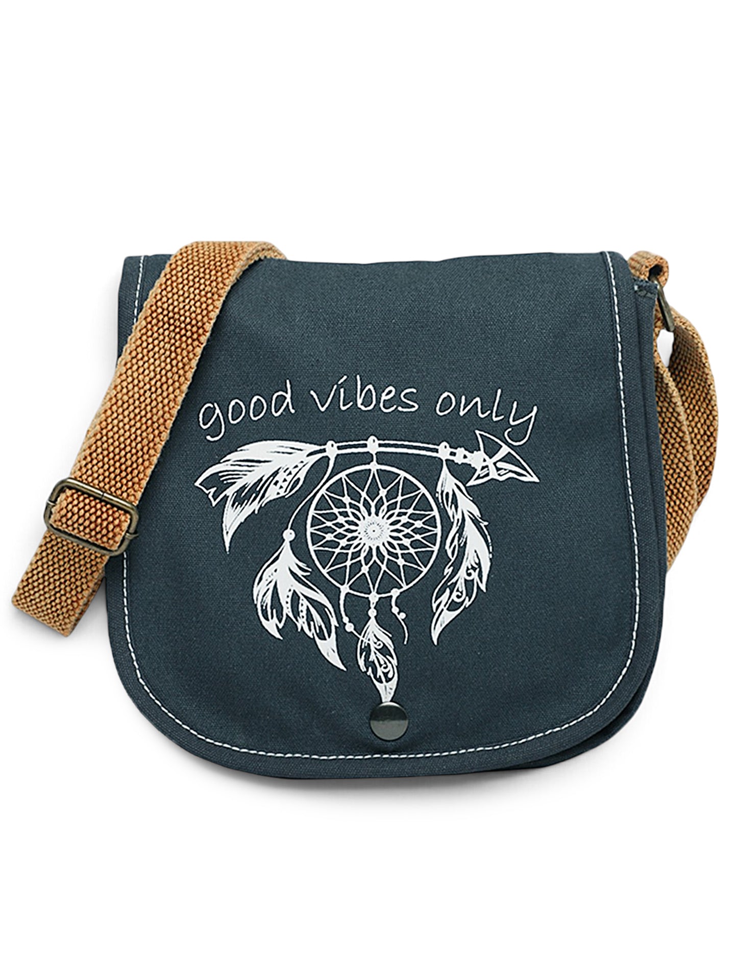 Canvas Purse for Women | Casual Crossbody Sling Bag with Boho Printed Flap, Adjustable Straps, Zipped Pocket & Inner Lining | Suitable for College & Travel