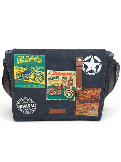 Distressed Cotton Canvas Messenger Bag for Men and Women | Printed Crossbody Sling Bag With Laptop Compartment (Upto 15.6 Inch), Broad Adjustable Straps