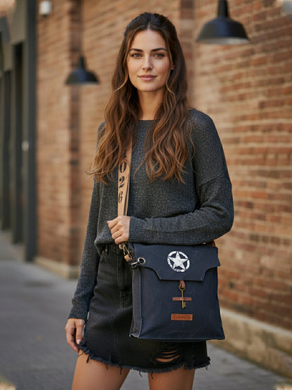 Sturdy Cotton Canvas Messenger Bags for Men and Women | With two Magnetic Snap Buttons Flap Closure, Adjustable Body Strap & Multiutility Lobster Hook
