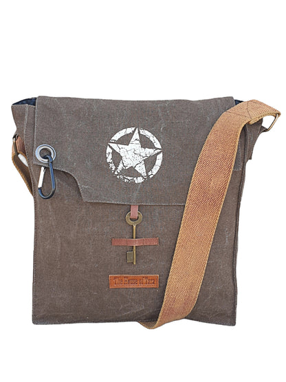 Sturdy Cotton Canvas Messenger Bags for Men and Women | With two Magnetic Snap Buttons Flap Closure, Adjustable Body Strap & Multiutility Lobster Hook