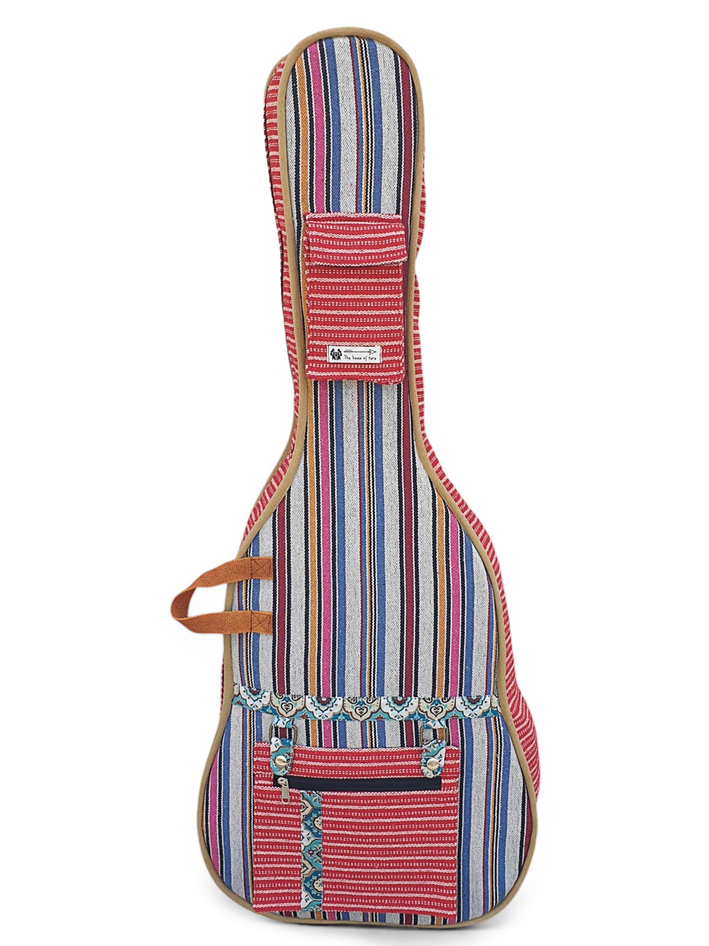 Ethnic Handloom Fabric Acoustic Guitar Bag Cover for Men and Women | Modern Guitar Case | Inner Lining | Adjustable Straps | Padded Protection | Zip Pockets |