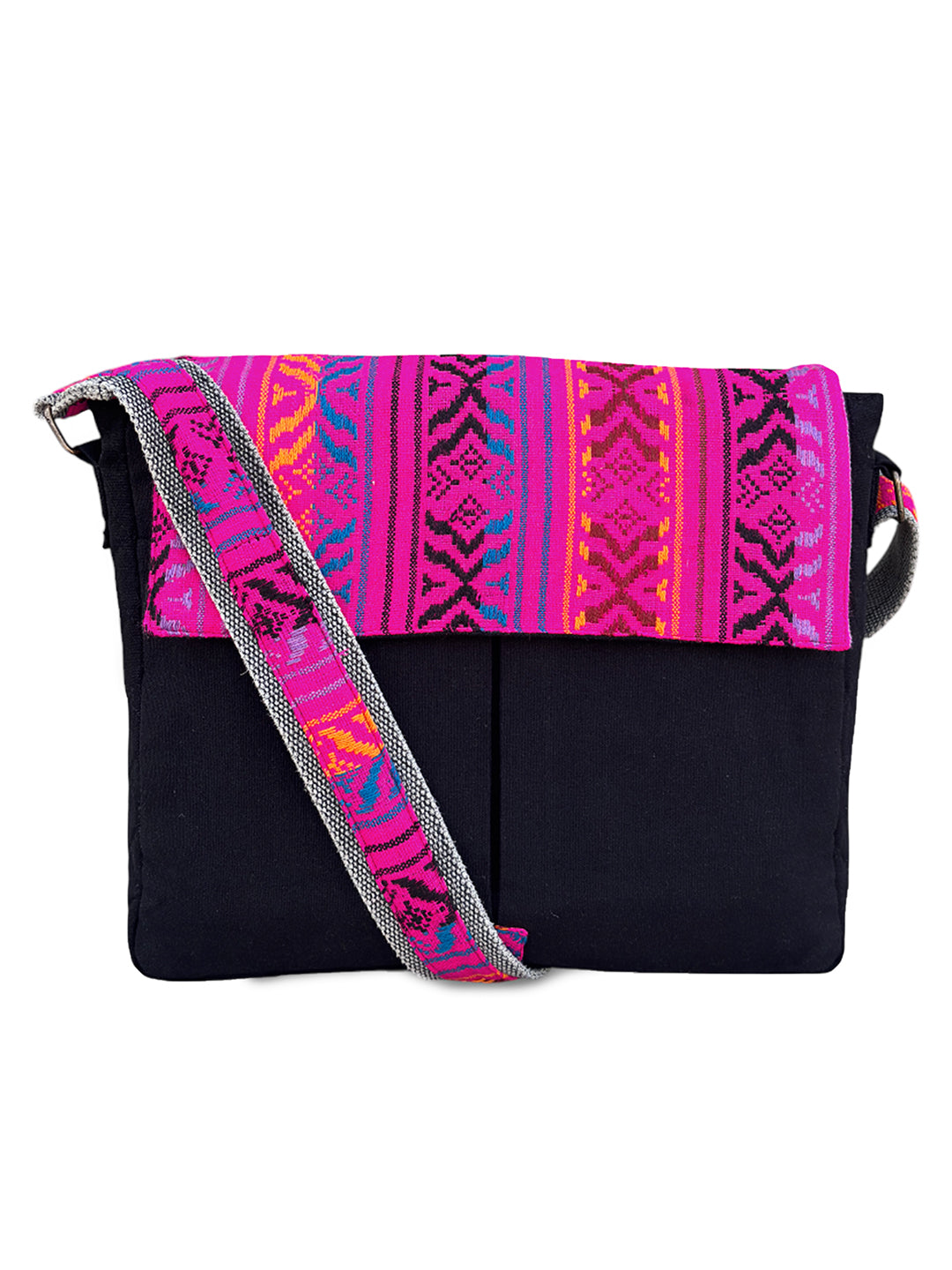 Handloom Fabric Messenger Bags for Women | Cotton Canvas Laptop Sling Bag Upto 15.6 Inches | Stylish Crossbody Sling Bag Comes with Flap Closure &  Inner Lining