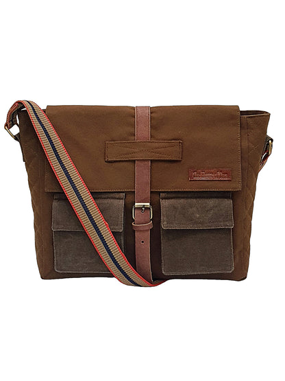Canvas Messenger Sling Bag For Men & Women | Side Cross Body bag with Leather Strap on Flap Closure, Adjustable Shoulder Strap & 2 External Pockets | Suitable for Office