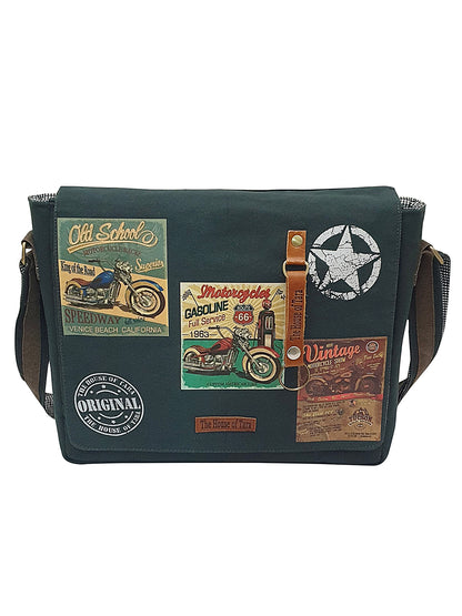 Cotton Canvas Messenger Bag for Men and Women | Printed Crossbody Sling Bag With Laptop Compartment (Upto 15.6 Inch), Broad Adjustable Straps &  Inner Lining