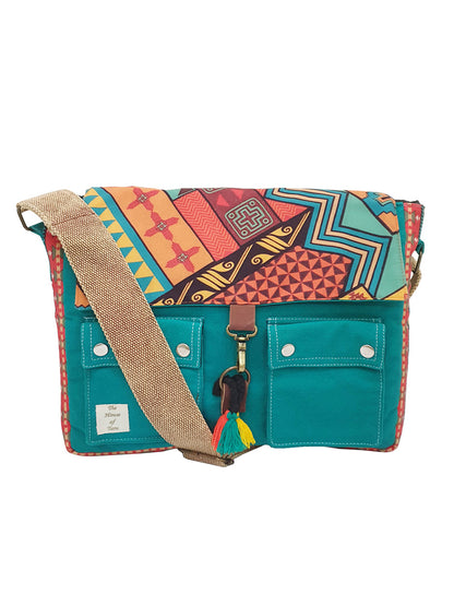 Messenger Bags for Women | Teal Laptop Messenger Bag made with Canvas | Fits up to 15.6 Inches Laptop/MacBook | Ladies Crossbody Sling Bag Comes with 2 External Pockets
