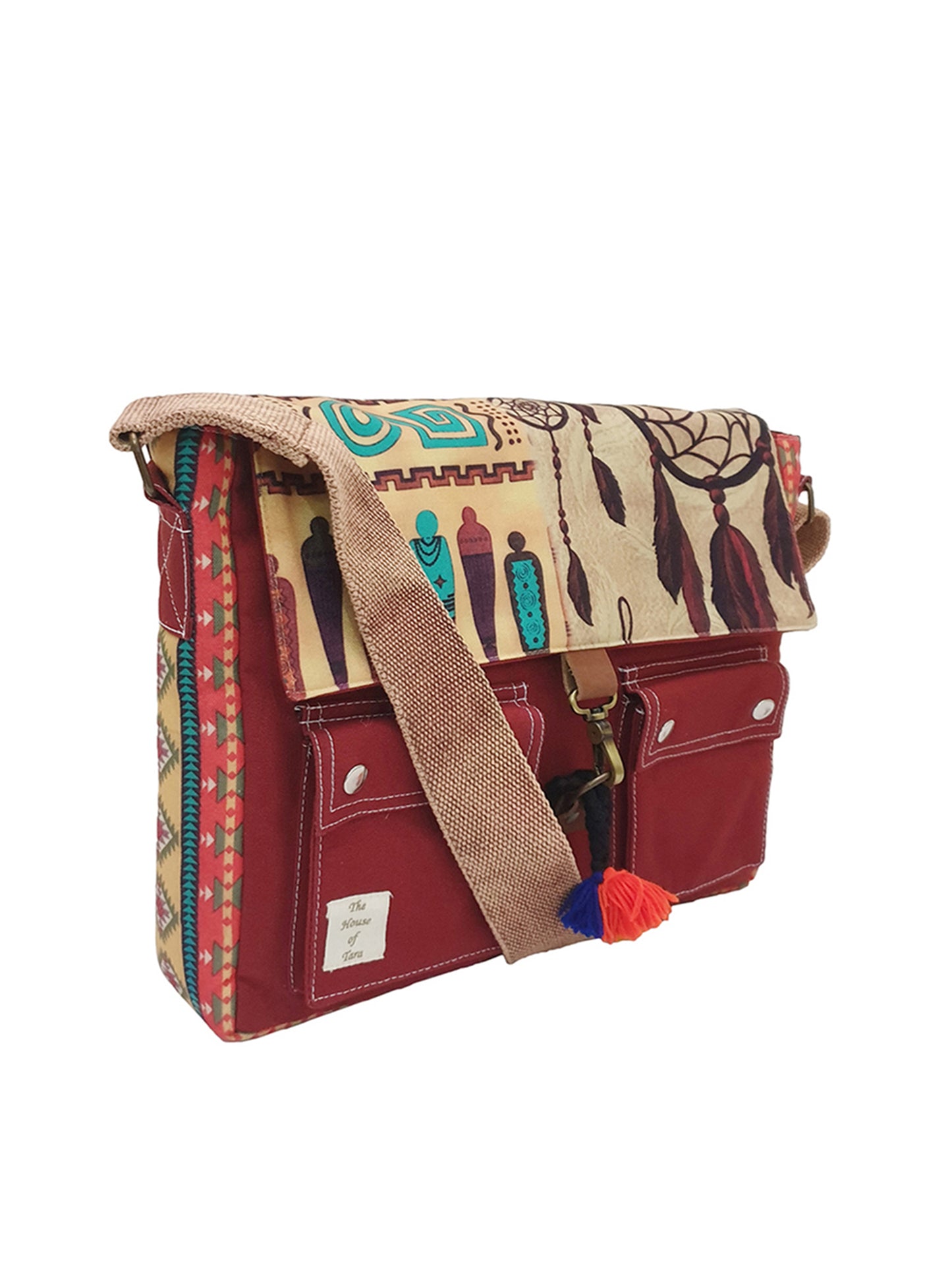 Messenger Bags for Women | Teal Laptop Messenger Bag made with Canvas | Fits up to 15.6 Inches Laptop/MacBook | Ladies Crossbody Sling Bag Comes with 2 External Pockets