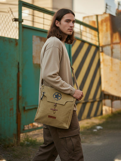 Sturdy Cotton Canvas Messenger Bags for Men and Women | With two Magnetic Snap Buttons Flap Closure, Adjustable Body Strap & Multiutility Lobster Hook