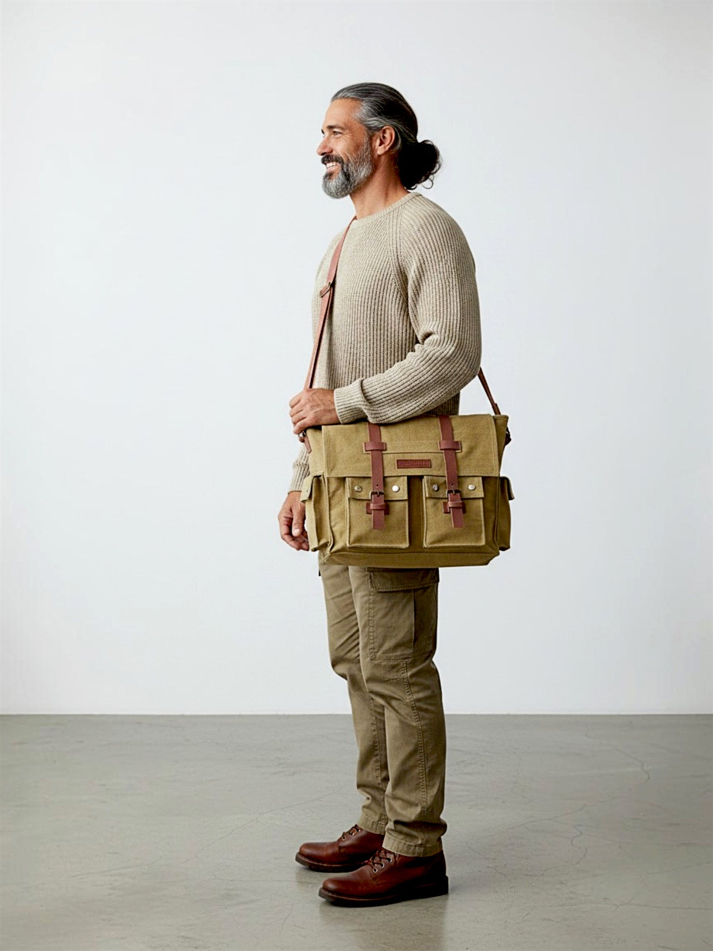 Canvas Messenger bags Large | Cotton Sling One Side Shoulder Bags for Men & Women with Adjustable Crossbody strap, Padded Partition & 4 External Pockets