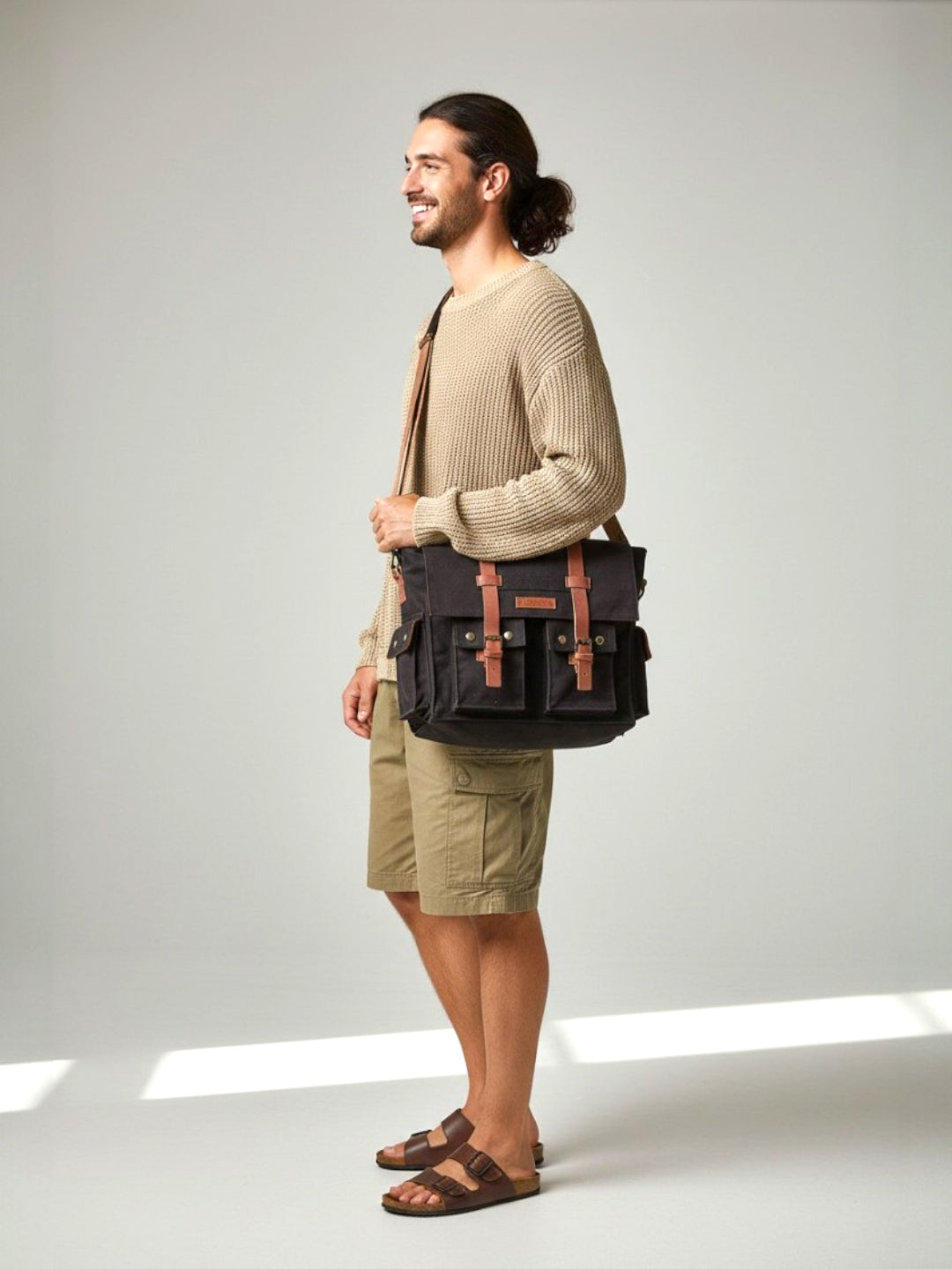 Canvas Messenger bags Large | Cotton Sling One Side Shoulder Bags for Men & Women with Adjustable Crossbody strap, Padded Partition & 4 External Pockets