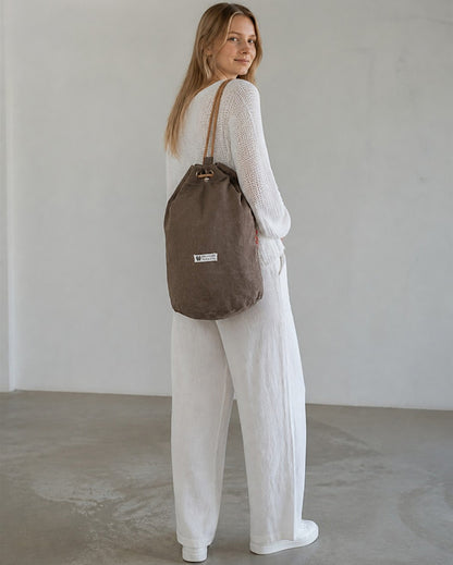 Distressed Canvas Backpack/Rucksack for Men & Women 20 Litres | Casual Cotton Bag with Spacious Compartment & Drawstring Strap | Stylish Bag suitable for College, Hiking & Everyday Essentials