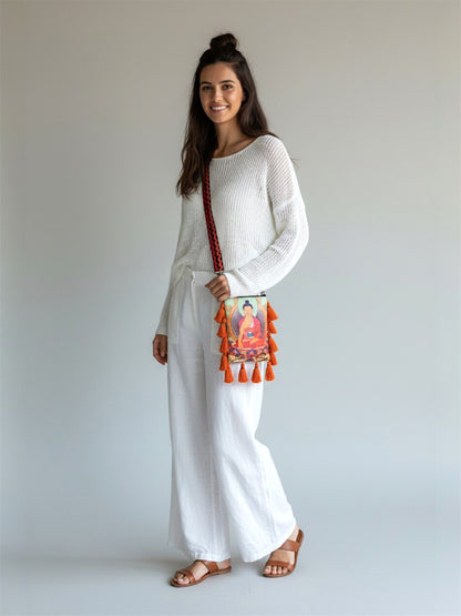 Poly Silk Sling Bag for Women | Cross Body Bag With Zipped Compartment, Removable Strap &  Inner Lining | Printed Shoulder Bags Suitable for College & Travel