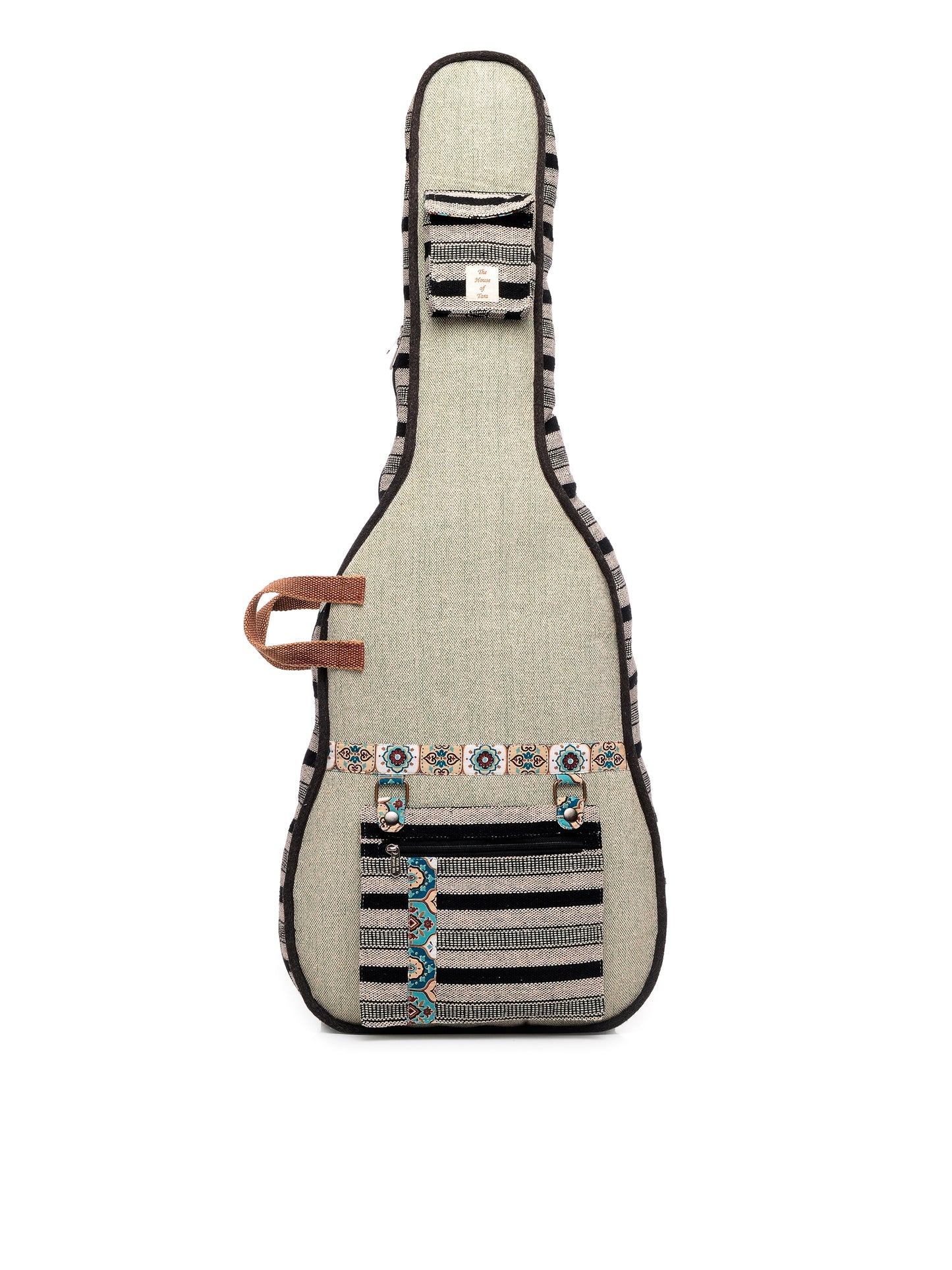 Ethnic Handloom Fabric Acoustic Guitar Bag Cover for Men and Women | Modern Guitar Case | Inner Lining | Adjustable Straps | Padded Protection | Zip Pockets |