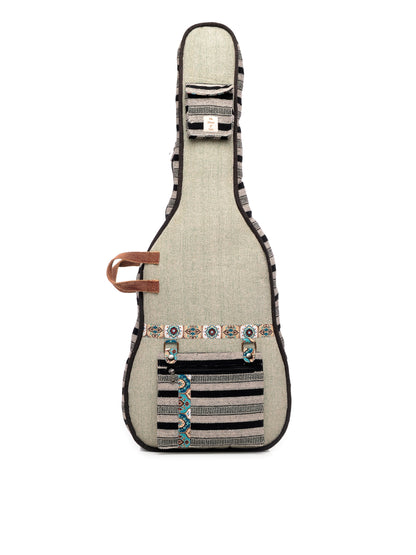 Ethnic Handloom Fabric Acoustic Guitar Bag Cover for Men and Women | Modern Guitar Case | Inner Lining | Adjustable Straps | Padded Protection | Zip Pockets |