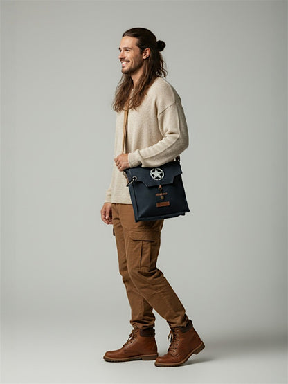Sturdy Cotton Canvas Messenger Bags for Men and Women | With two Magnetic Snap Buttons Flap Closure, Adjustable Body Strap & Multiutility Lobster Hook