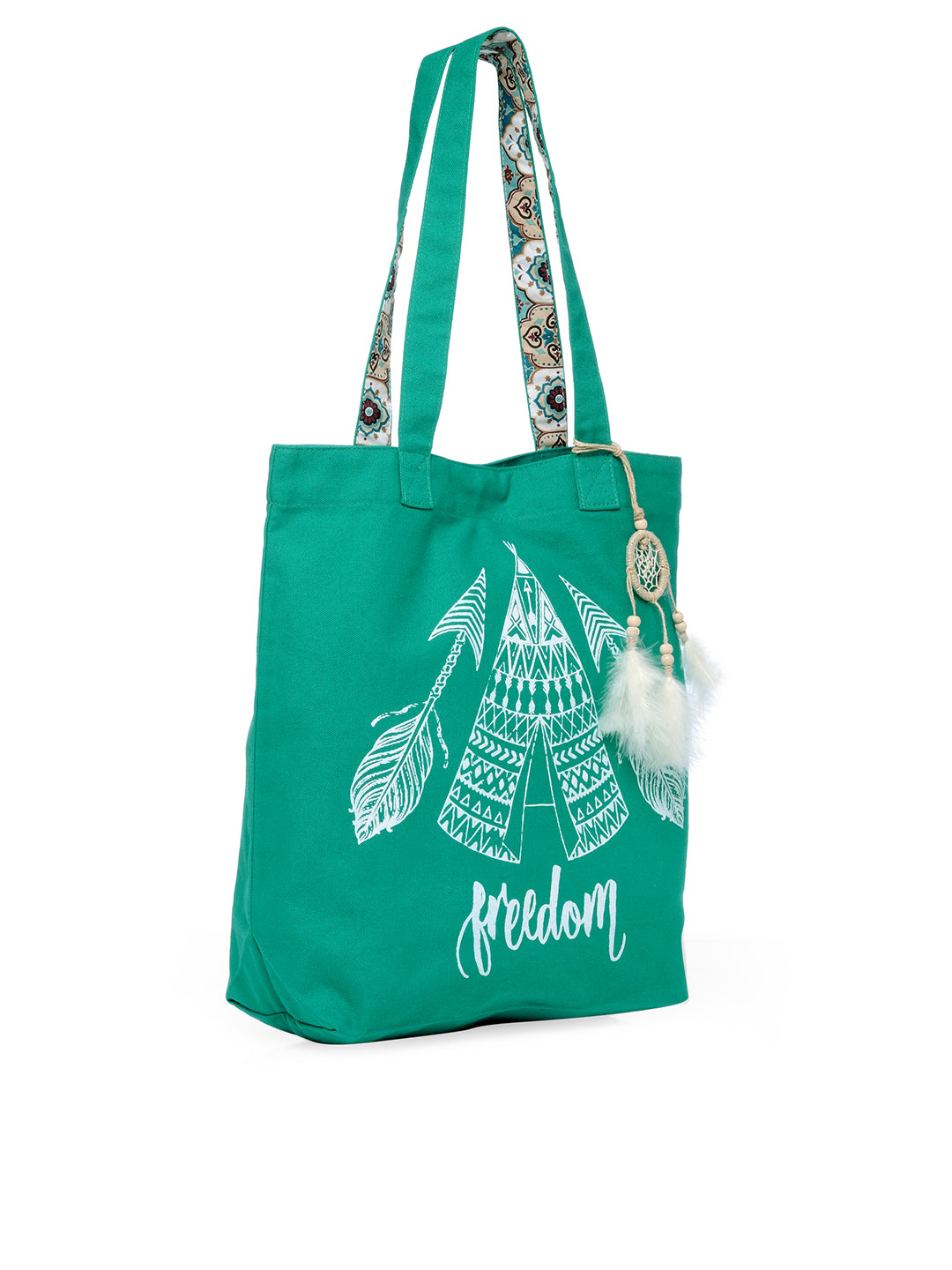 Cotton Canvas Tote Bag | Magnetic Closure & a Safety Pocket | Stylish Shoulder Bag for College & Daily Use | Digital Printed Design | With Tassel | For Women & Girls
