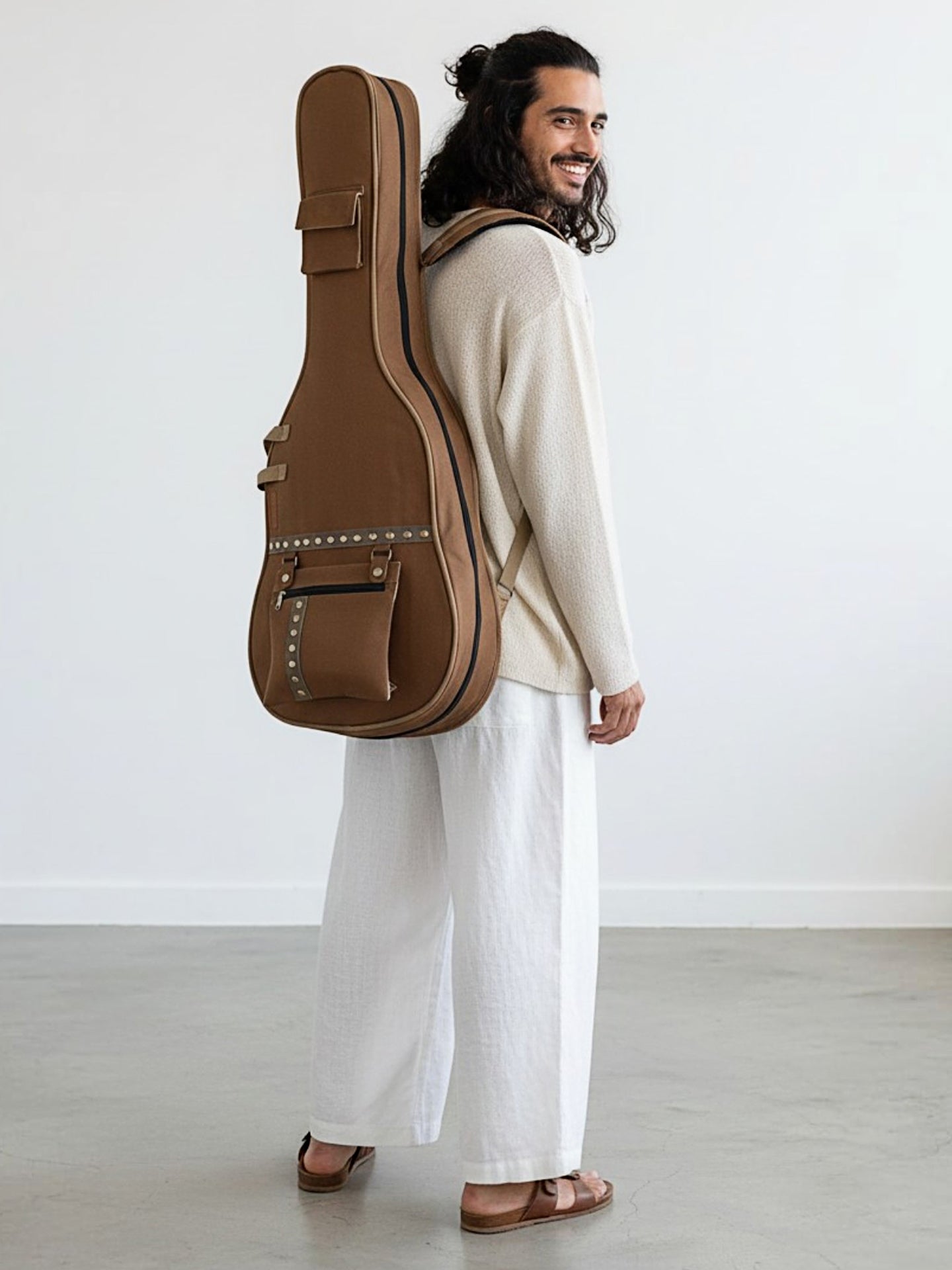 Cotton Canvas Fabric Acoustic Guitar Bag Cover for Men and Women | Modern Guitar Case | 100% Cotton Inner Lining | Adjustable Straps | Padded Protection | Zip Pocket |