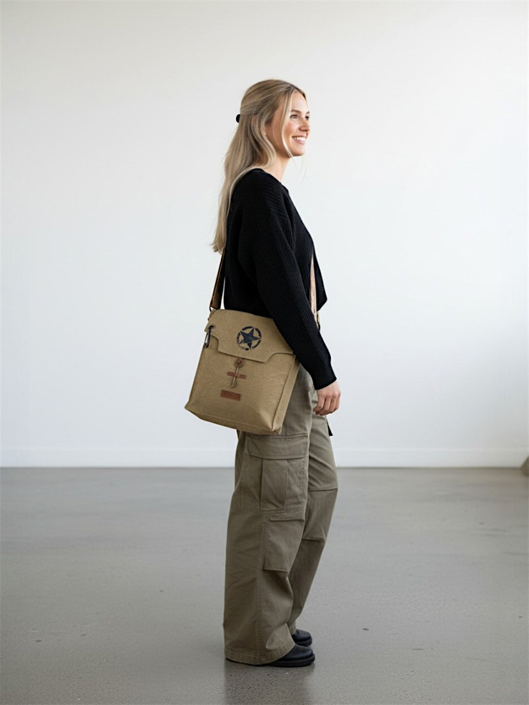 Sturdy Cotton Canvas Messenger Bags for Men and Women | With two Magnetic Snap Buttons Flap Closure, Adjustable Body Strap & Multiutility Lobster Hook