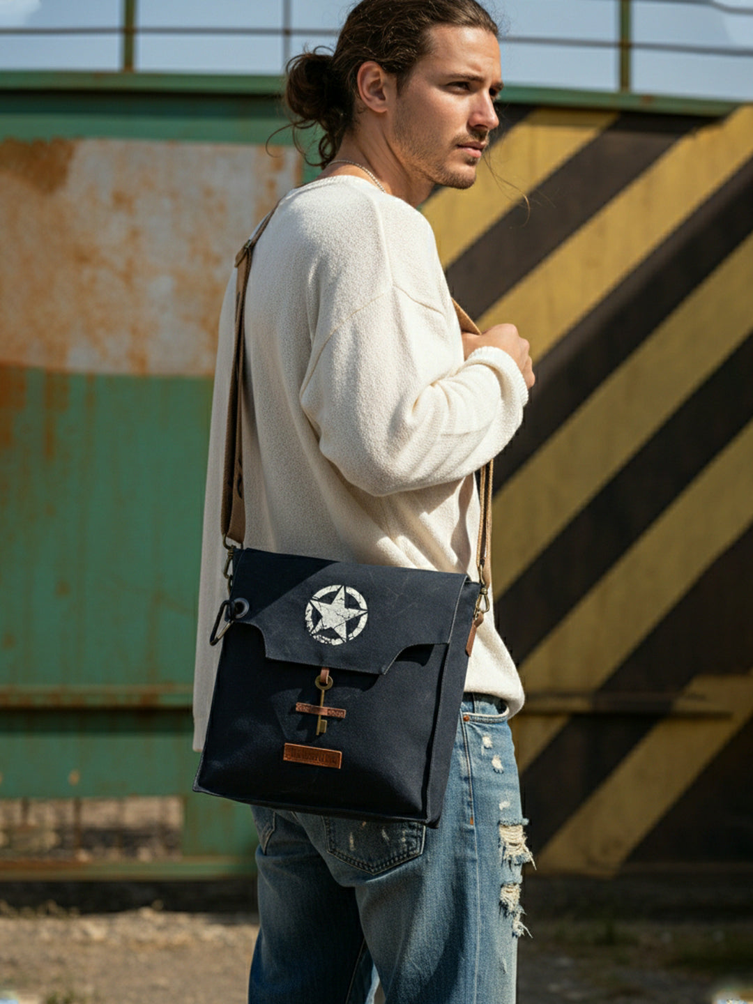 Sturdy Cotton Canvas Messenger Bags for Men and Women | With two Magnetic Snap Buttons Flap Closure, Adjustable Body Strap & Multiutility Lobster Hook