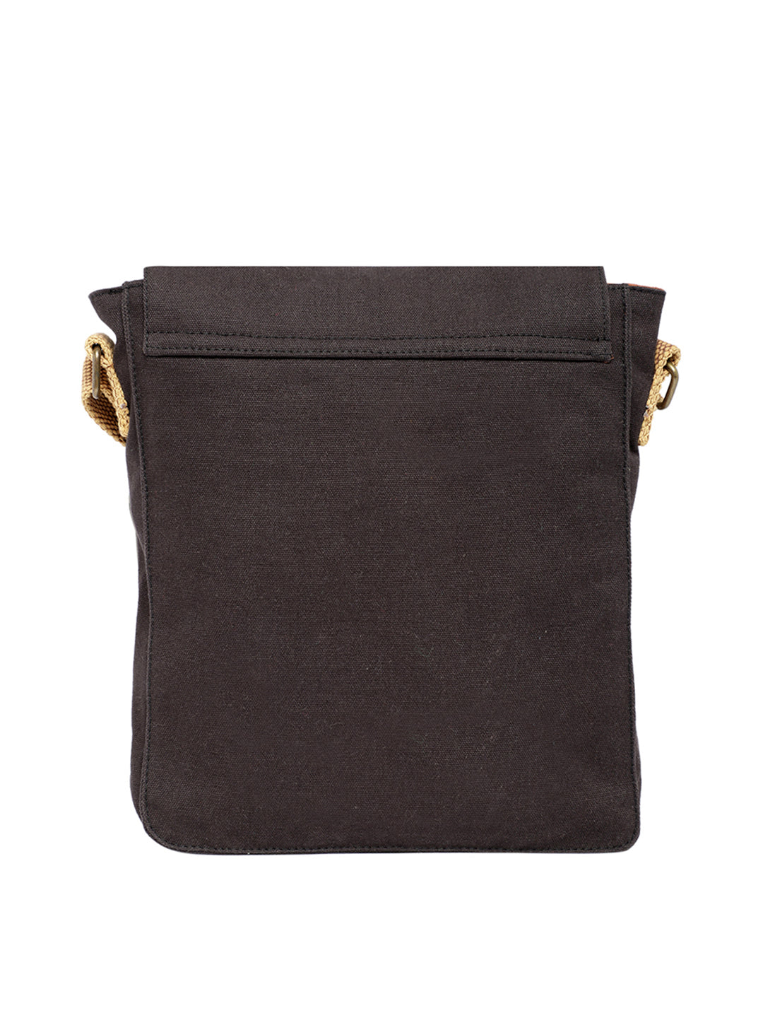 Canvas Side Sling Bag For Men & Women | Compact Messenger bag with Leather Strap on flap closure, Adjustable Shoulder Strap & Snap buttons | Casual bag for Office & Travel