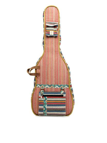 Ethnic Handloom Fabric Acoustic Guitar Bag Cover for Men and Women | Modern Guitar Case | Inner Lining | Adjustable Straps | Padded Protection | Zip Pockets |
