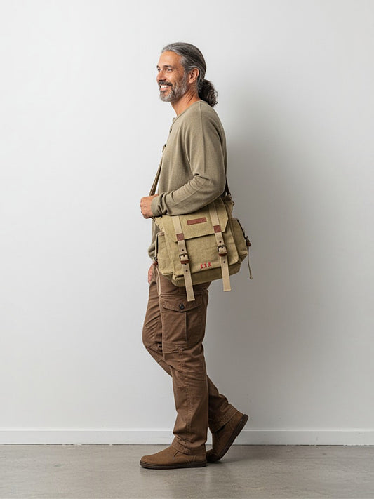Distressed Cotton Canvas Sling Messenger Bag for Men and Women I Multipurpose Crossbody Bag I Travel Bag with Adjustable Strap | Unisex Sling Bag Crossbody Handbag for Office/Travel