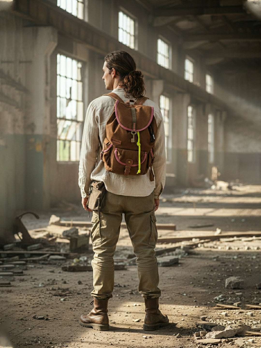 Canvas Backpack for Men & Women 19 Liters |  Cloth Bag with Broad Adjustable Straps & 3 External Pockets | Spacious Casual Backpacks for College & Travel (Khaki Green)