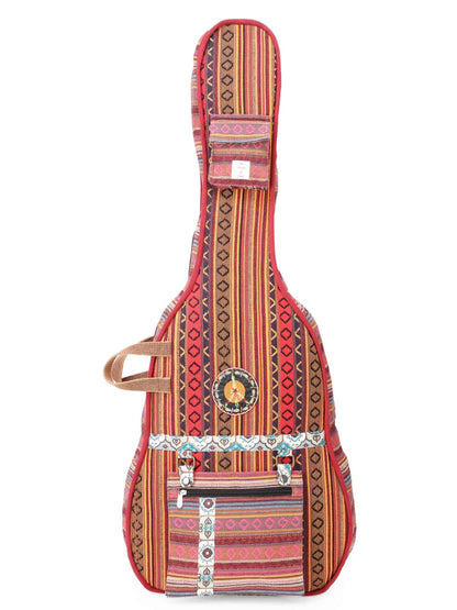 Ethnic Handloom Fabric Acoustic Guitar Bag Cover for Men and Women | Modern Guitar Case |  Inner Lining | Adjustable Straps | Padded Protection | Zip Pocket |