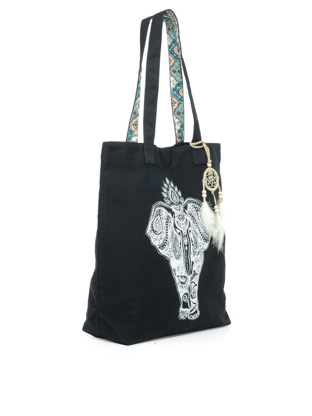 Cotton Canvas Tote Bag | Magnetic Closure & a Safety Pocket | Stylish Shoulder Bag for College & Daily Use | Digital Printed Design | With Tassel | For Women & Girls