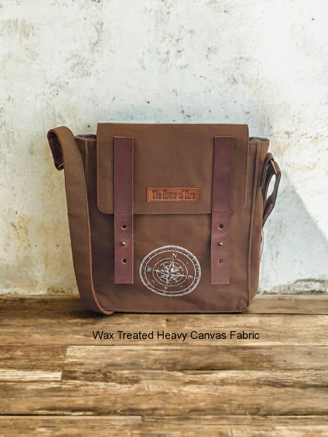Canvas Side Sling Bag For Men & Women | Compact Messenger bag with Leather Strap on Flap Closure, Adjustable Shoulder Strap & Metal Buckle | Crossbody bag Suitable for Office