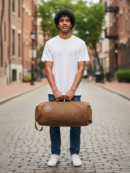 Canvas Travel Duffle Bag 25 litres | Sports Duffel | for Men and Women | Adjustable Removable Strap | Gym Bag | Luggage Garment Bag | Quick Access Pockets |