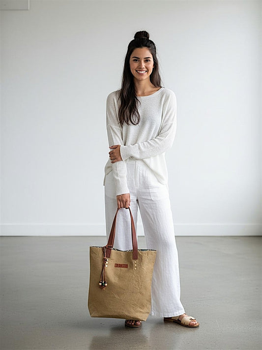 Distressed Finish Heavy Canvas Tote Handbag | Tassel Embellished | Magnetic Closure & Internal Zip Pocket Shoulder Bag | For College, Office and Daily Use | For Women