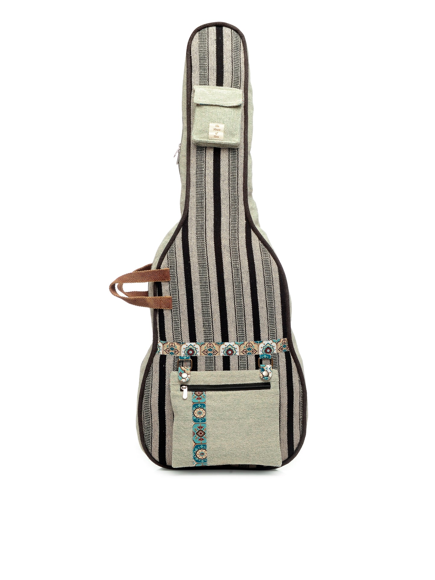 Ethnic Handloom Fabric Acoustic Guitar Bag Cover for Men and Women | Modern Guitar Case | Inner Lining | Adjustable Straps | Padded Protection | Zip Pockets |