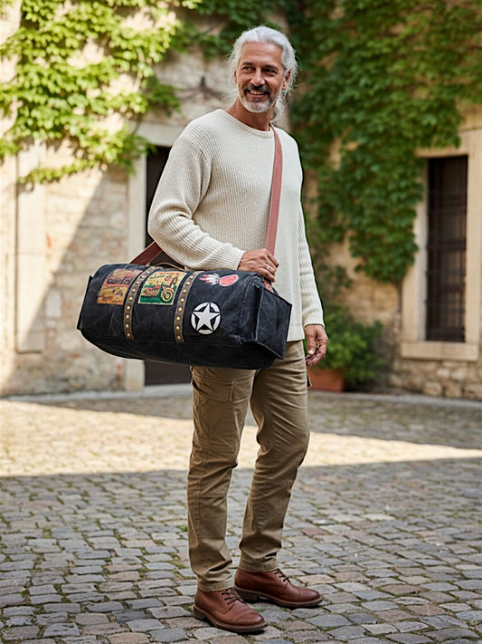 Canvas Travel Duffle Bag 25 litres | Sports Duffel | for Men and Women | Adjustable Broad Strap | Gym Bag | Airline Carry On Luggage | Quick Access Pockets |