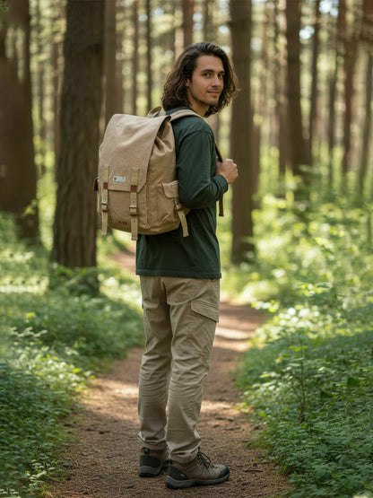 Canvas Backpack for Men and Women 23L | Casual Cotton Bag With  Inner Lining, 4 External & 3 Internal Pockets | Backpacks Suitable for College, Travel & Hiking