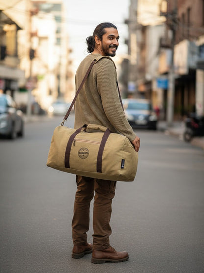 Canvas Travel Duffle Bag | 53 litres | Sports Duffel | Gym Bags | for Men and Women | 100% Cotton Lining | Detachable Broad Strap | Airline Carry-On Luggage | Oversize |
