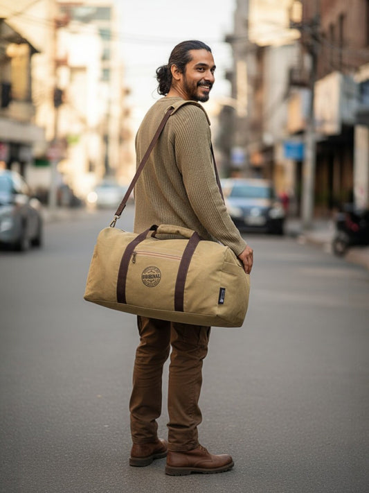 Canvas Travel Duffle Bag | 53 litres | Sports Duffel | Gym Bags | for Men and Women | 100% Cotton Lining | Detachable Broad Strap | Airline Carry-On Luggage | Oversize |