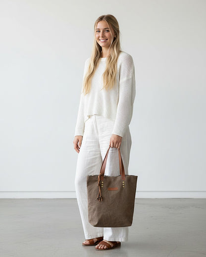 Distressed Finish Heavy Canvas Tote Handbag | Tassel Embellished | Magnetic Closure & Internal Zip Pocket Shoulder Bag | For College, Office and Daily Use | For Women