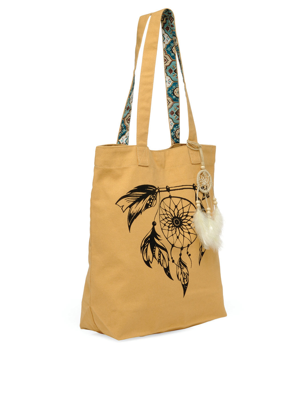 Cotton Canvas Tote Bag | Magnetic Closure & a Safety Pocket | Stylish Shoulder Bag for College & Daily Use | Digital Printed Design | With Tassel | For Women & Girls