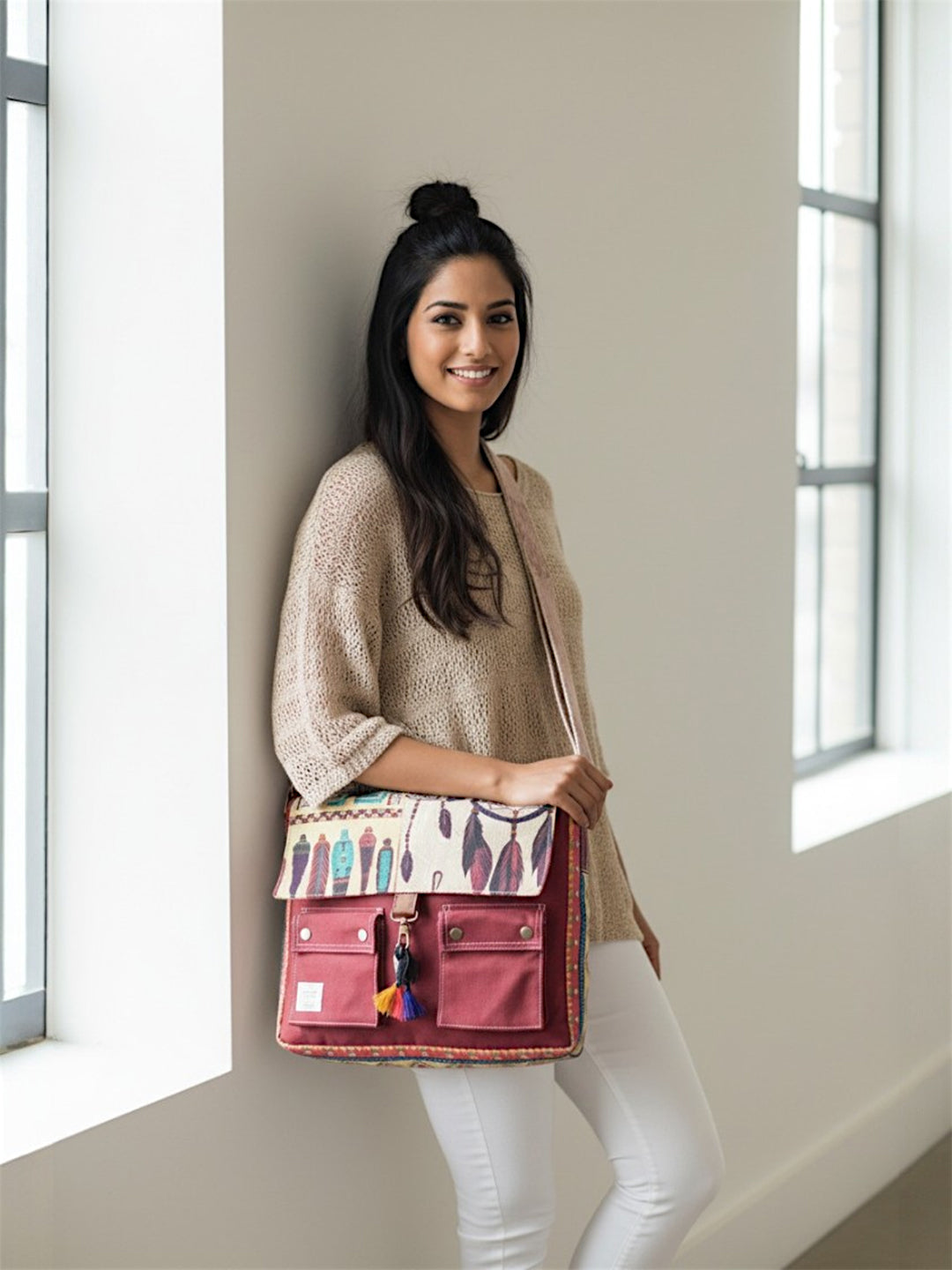 Messenger Bags for Women | Teal Laptop Messenger Bag made with Canvas | Fits up to 15.6 Inches Laptop/MacBook | Ladies Crossbody Sling Bag Comes with 2 External Pockets