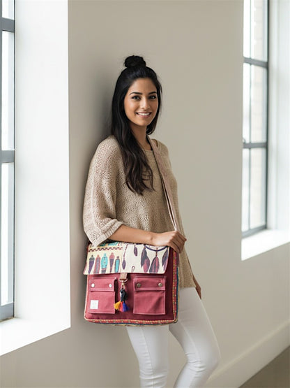 Messenger Bags for Women | Teal Laptop Messenger Bag made with Canvas | Fits up to 15.6 Inches Laptop/MacBook | Ladies Crossbody Sling Bag Comes with 2 External Pockets