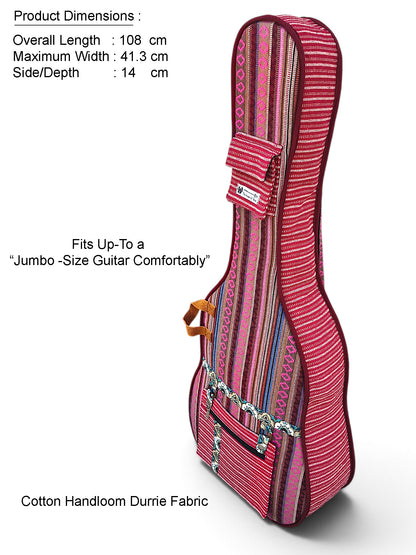Ethnic Handloom Fabric Acoustic Guitar Bag Cover for Men and Women | Modern Guitar Case | Inner Lining | Adjustable Straps | Padded Protection | Zip Pockets |